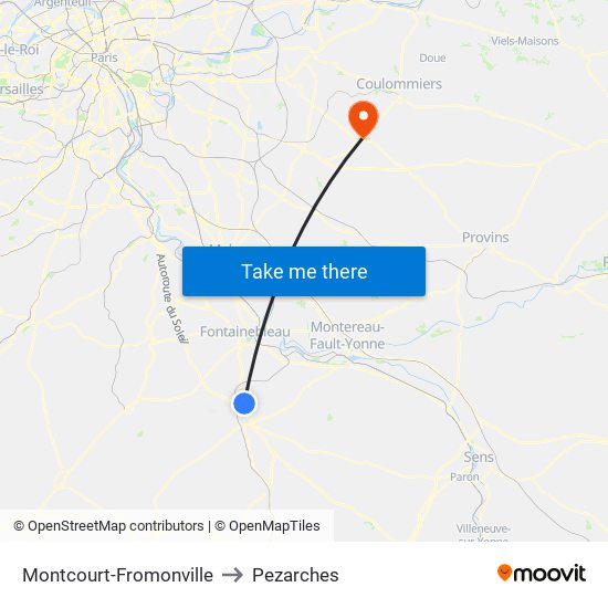 Montcourt-Fromonville to Pezarches map