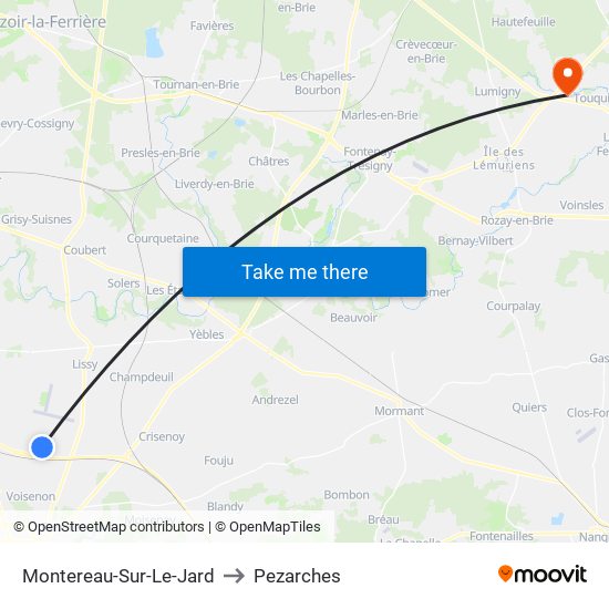 Montereau-Sur-Le-Jard to Pezarches map