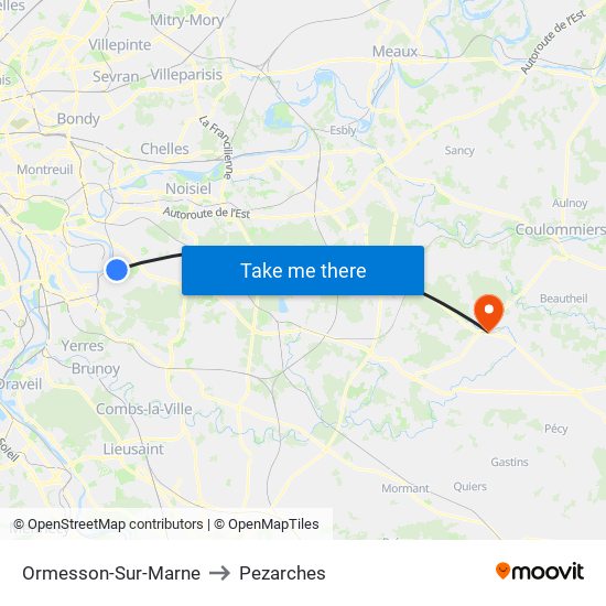 Ormesson-Sur-Marne to Pezarches map