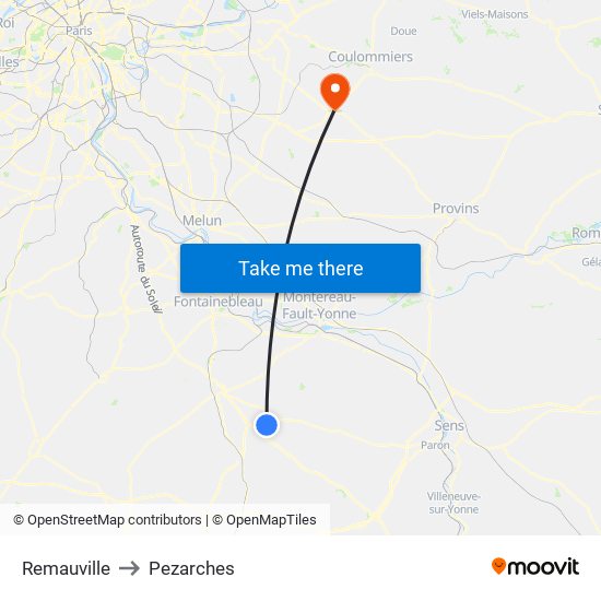 Remauville to Pezarches map