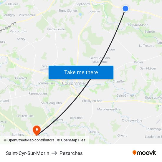 Saint-Cyr-Sur-Morin to Pezarches map