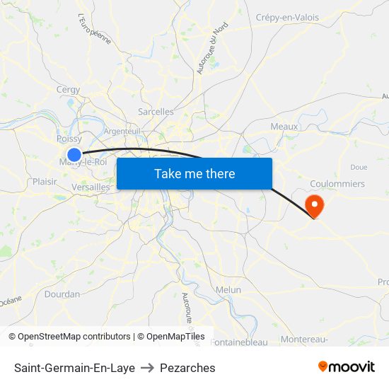 Saint-Germain-En-Laye to Pezarches map