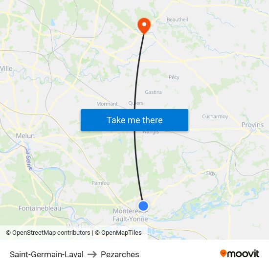 Saint-Germain-Laval to Pezarches map