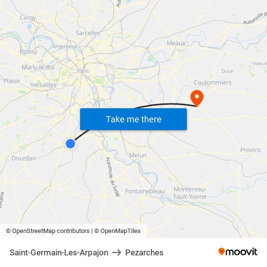 Saint-Germain-Les-Arpajon to Pezarches map