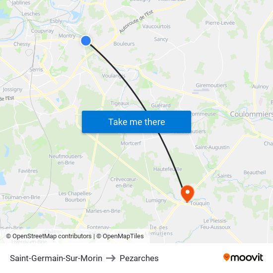 Saint-Germain-Sur-Morin to Pezarches map