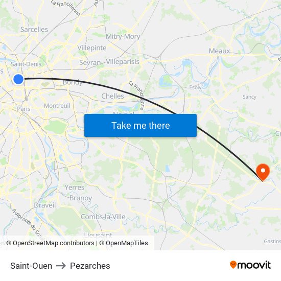 Saint-Ouen to Pezarches map