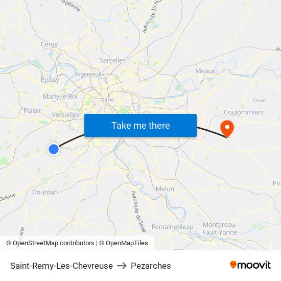 Saint-Remy-Les-Chevreuse to Pezarches map