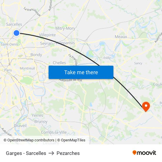 Garges - Sarcelles to Pezarches map