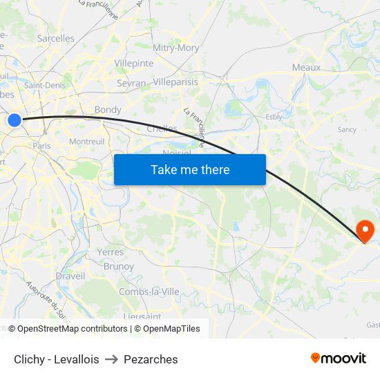 Clichy - Levallois to Pezarches map