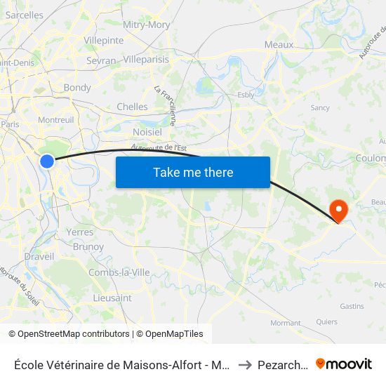 École Vétérinaire de Maisons-Alfort - Métro to Pezarches map