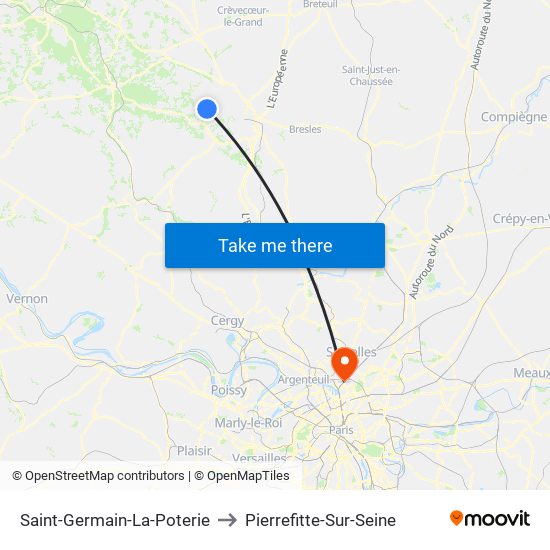 Saint-Germain-La-Poterie to Pierrefitte-Sur-Seine map