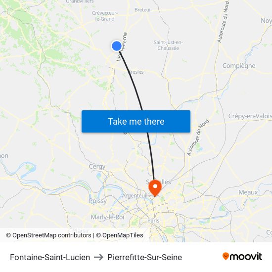 Fontaine-Saint-Lucien to Pierrefitte-Sur-Seine map