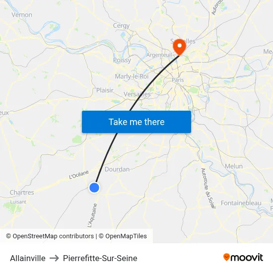 Allainville to Pierrefitte-Sur-Seine map