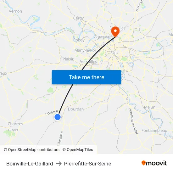 Boinville-Le-Gaillard to Pierrefitte-Sur-Seine map