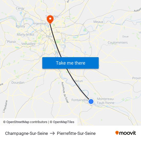 Champagne-Sur-Seine to Pierrefitte-Sur-Seine map