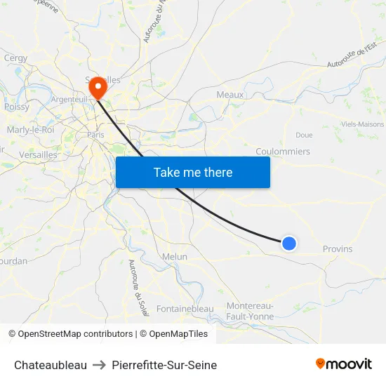 Chateaubleau to Pierrefitte-Sur-Seine map