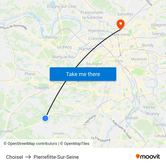 Choisel to Pierrefitte-Sur-Seine map