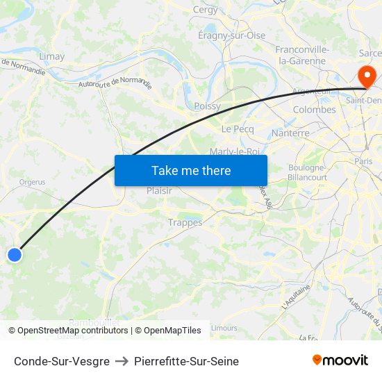 Conde-Sur-Vesgre to Pierrefitte-Sur-Seine map