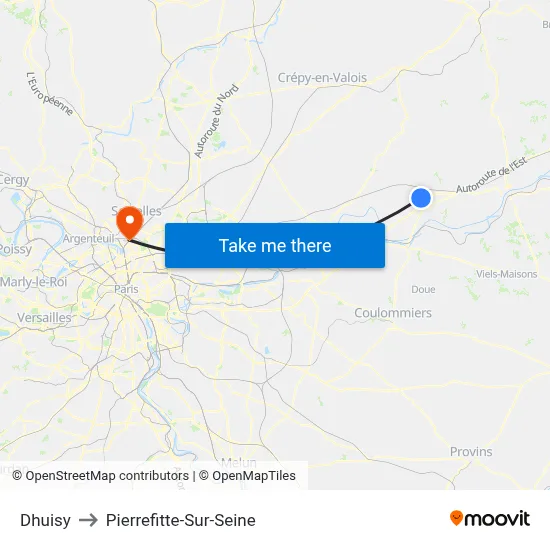Dhuisy to Pierrefitte-Sur-Seine map