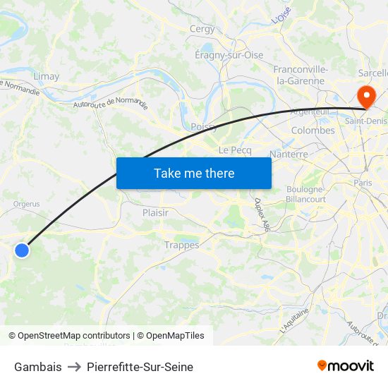 Gambais to Pierrefitte-Sur-Seine map