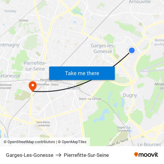 Garges-Les-Gonesse to Pierrefitte-Sur-Seine map