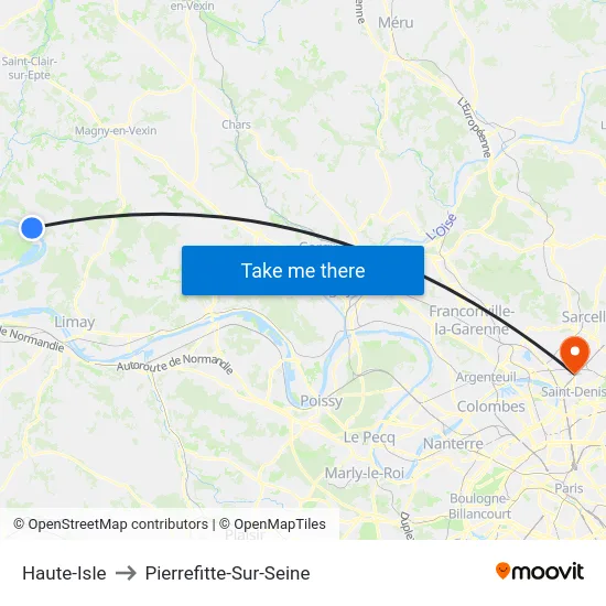 Haute-Isle to Pierrefitte-Sur-Seine map