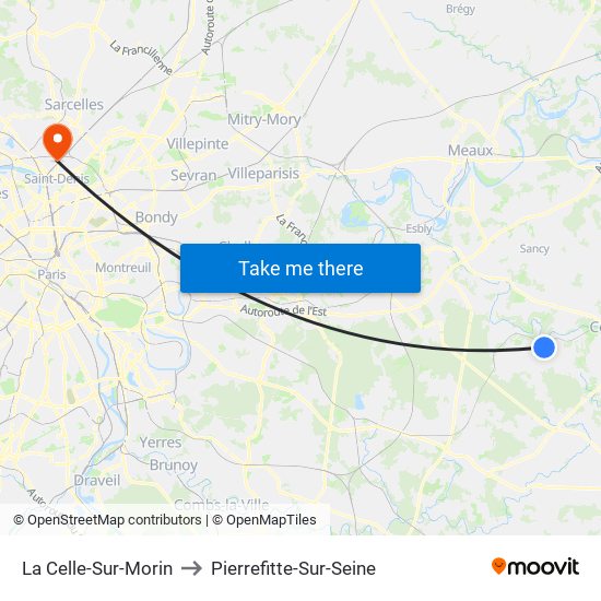 La Celle-Sur-Morin to Pierrefitte-Sur-Seine map