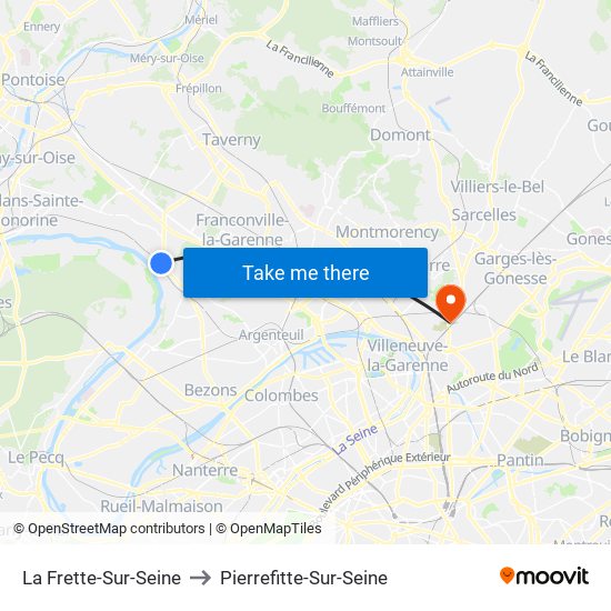 La Frette-Sur-Seine to Pierrefitte-Sur-Seine map