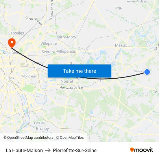 La Haute-Maison to Pierrefitte-Sur-Seine map