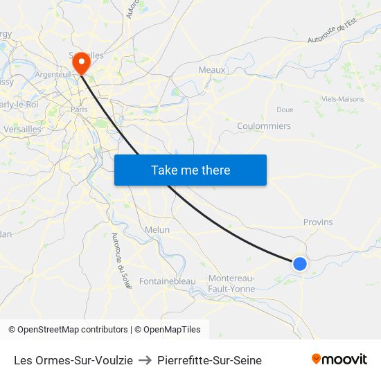 Les Ormes-Sur-Voulzie to Pierrefitte-Sur-Seine map