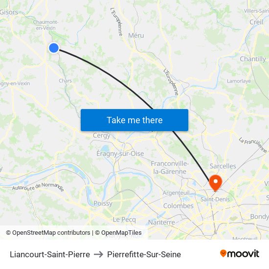 Liancourt-Saint-Pierre to Pierrefitte-Sur-Seine map