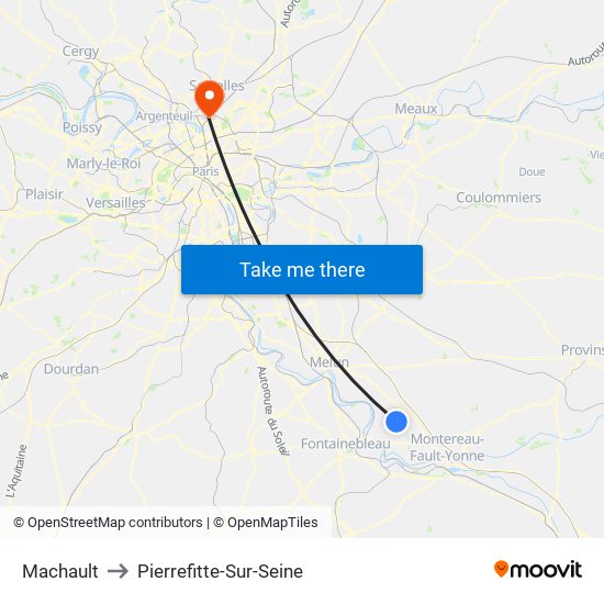 Machault to Pierrefitte-Sur-Seine map