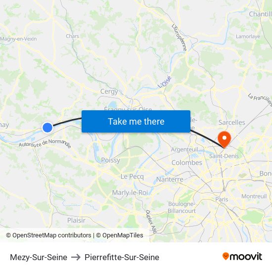 Mezy-Sur-Seine to Pierrefitte-Sur-Seine map