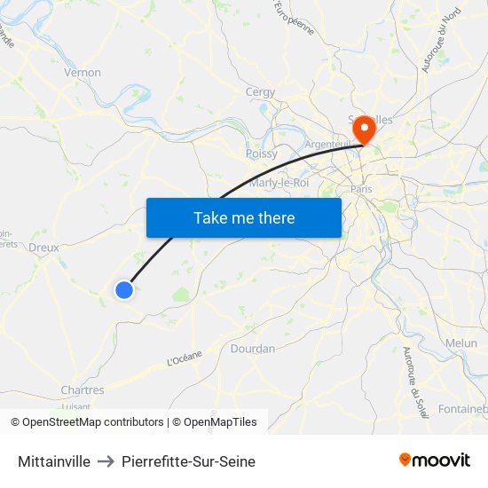 Mittainville to Pierrefitte-Sur-Seine map