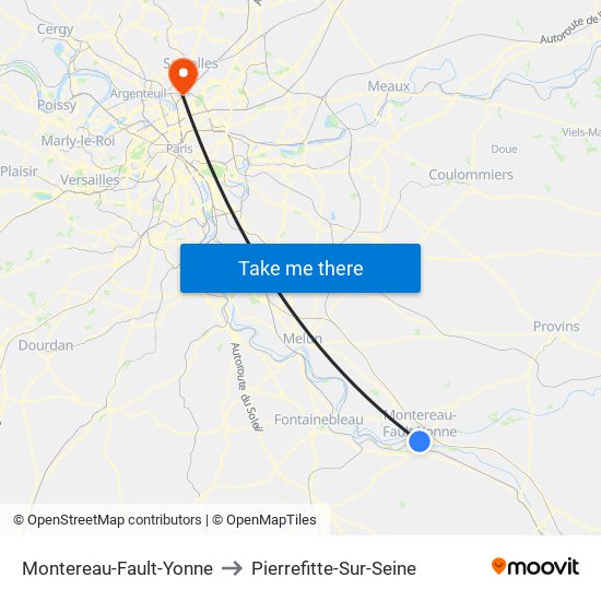 Montereau-Fault-Yonne to Pierrefitte-Sur-Seine map