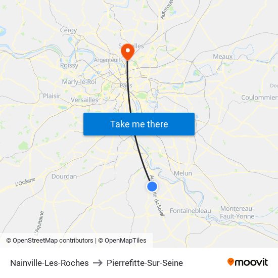 Nainville-Les-Roches to Pierrefitte-Sur-Seine map