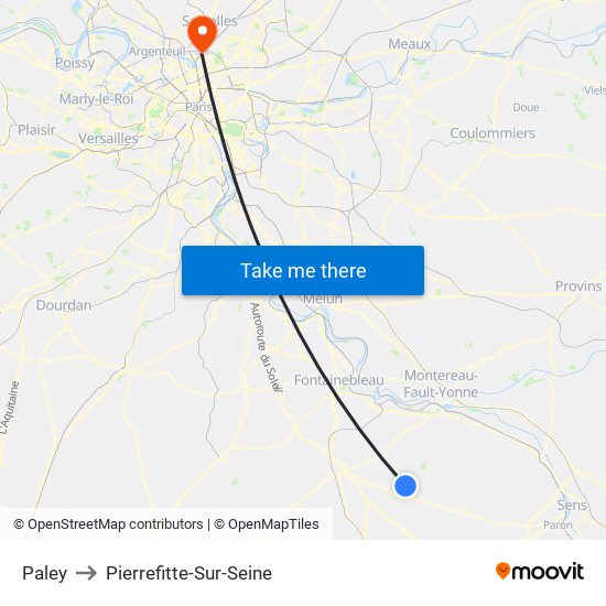 Paley to Pierrefitte-Sur-Seine map
