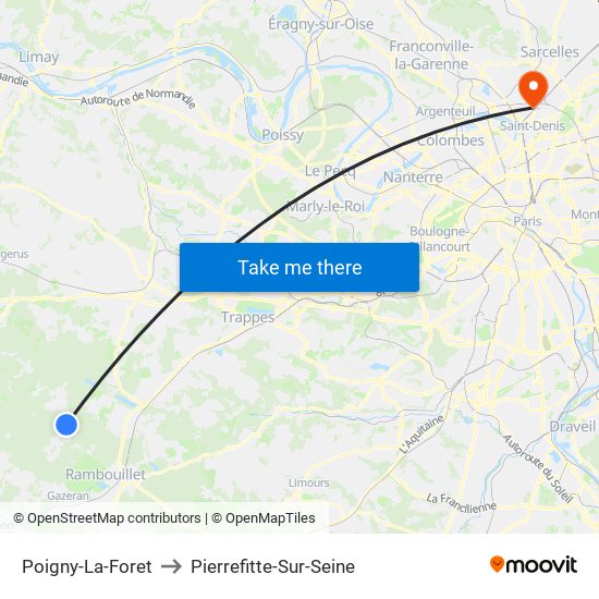 Poigny-La-Foret to Pierrefitte-Sur-Seine map