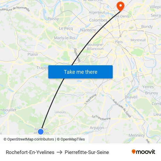 Rochefort-En-Yvelines to Pierrefitte-Sur-Seine map