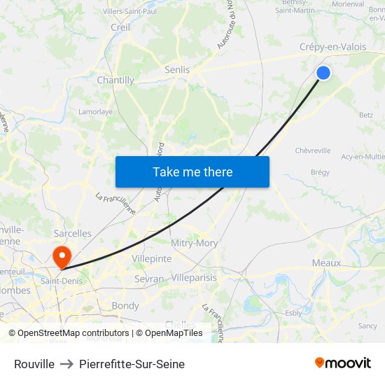 Rouville to Pierrefitte-Sur-Seine map