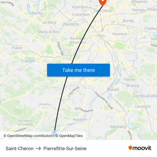 Saint-Cheron to Pierrefitte-Sur-Seine map