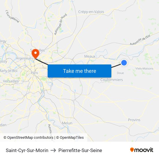 Saint-Cyr-Sur-Morin to Pierrefitte-Sur-Seine map