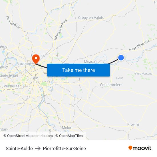 Sainte-Aulde to Pierrefitte-Sur-Seine map