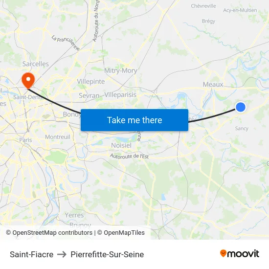 Saint-Fiacre to Pierrefitte-Sur-Seine map