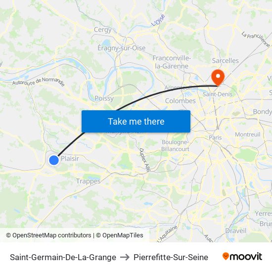 Saint-Germain-De-La-Grange to Pierrefitte-Sur-Seine map