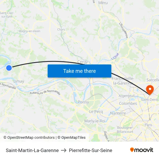 Saint-Martin-La-Garenne to Pierrefitte-Sur-Seine map