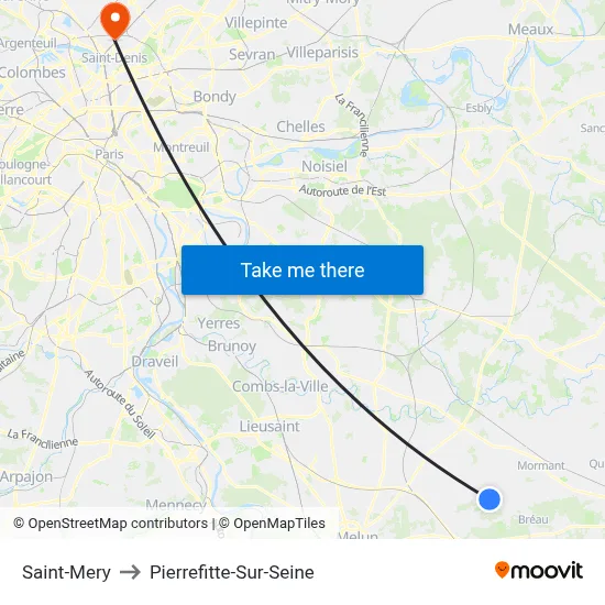 Saint-Mery to Pierrefitte-Sur-Seine map