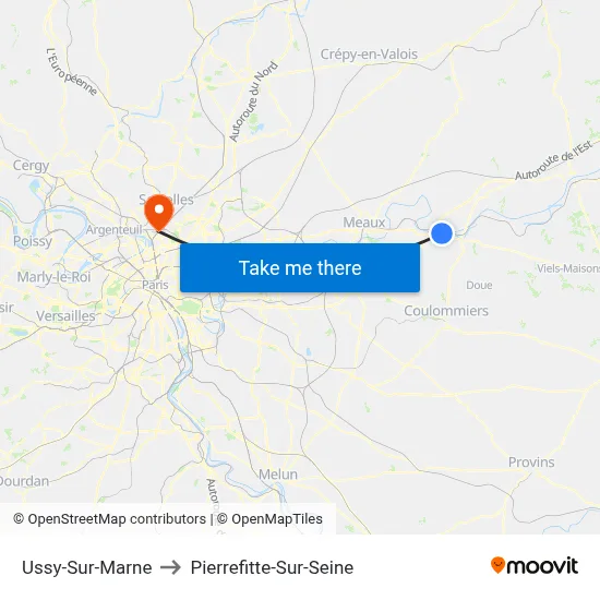 Ussy-Sur-Marne to Pierrefitte-Sur-Seine map