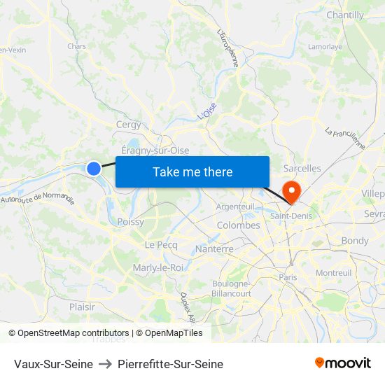 Vaux-Sur-Seine to Pierrefitte-Sur-Seine map