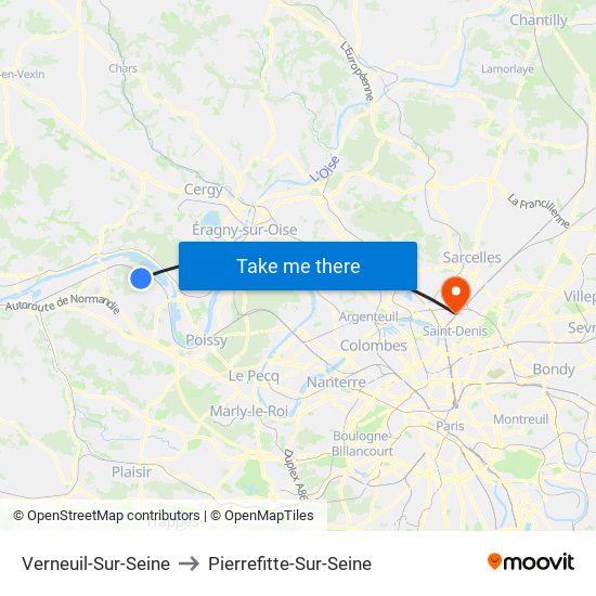 Verneuil-Sur-Seine to Pierrefitte-Sur-Seine map